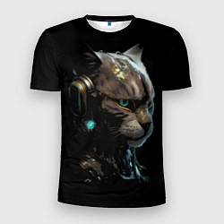 Мужская спорт-футболка Кибер кот