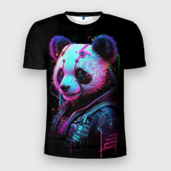 Мужская спорт-футболка Панда в красках киберпанк
