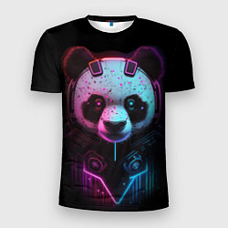Мужская спорт-футболка Панда в стиле киберпанк