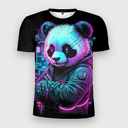 Мужская спорт-футболка Панда в неоновом свете