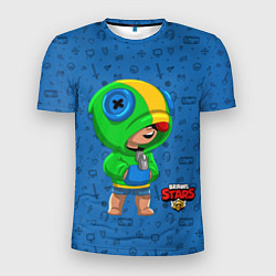 Мужская спорт-футболка Леон из Бравл Старс синий