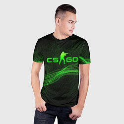 Футболка спортивная мужская CSGO green abstract, цвет: 3D-принт — фото 2