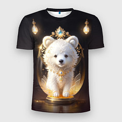 Мужская спорт-футболка Белый медвежонок с фонариками