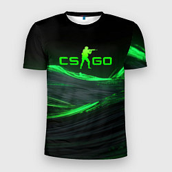 Футболка спортивная мужская CSGO neon green logo, цвет: 3D-принт