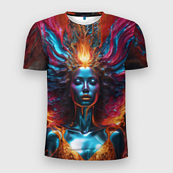 Мужская спорт-футболка Женщина киборг и брызги краски