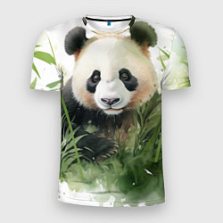 Мужская спорт-футболка Панда акварель