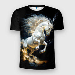 Мужская спорт-футболка Конь Белая молния