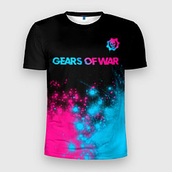 Футболка спортивная мужская Gears of War - neon gradient: символ сверху, цвет: 3D-принт