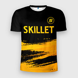 Мужская спорт-футболка Skillet - gold gradient: символ сверху