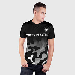 Футболка спортивная мужская Poppy Playtime glitch на темном фоне: символ сверх, цвет: 3D-принт — фото 2