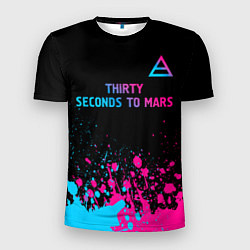 Футболка спортивная мужская Thirty Seconds to Mars - neon gradient: символ све, цвет: 3D-принт