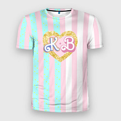Мужская спорт-футболка Кен плюс Барби: сплит розовых и голубых полосок