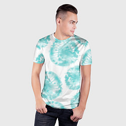 Футболка спортивная мужская Акварельные голубые био формы, цвет: 3D-принт — фото 2