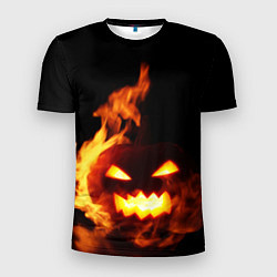 Футболка спортивная мужская Тыква в огне, цвет: 3D-принт