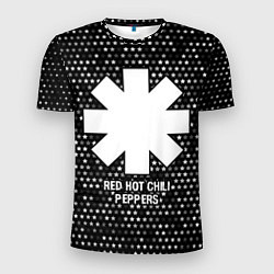 Мужская спорт-футболка Red Hot Chili Peppers glitch на темном фоне
