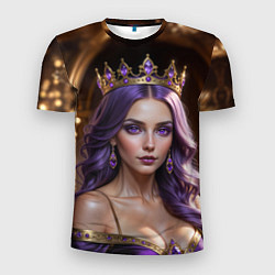 Мужская спорт-футболка Девушка с фиолетовыми волосами в короне