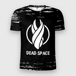 Мужская спорт-футболка Dead Space glitch на темном фоне