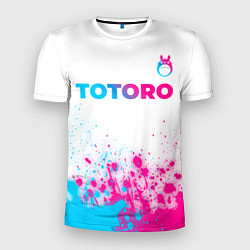 Мужская спорт-футболка Totoro neon gradient style: символ сверху