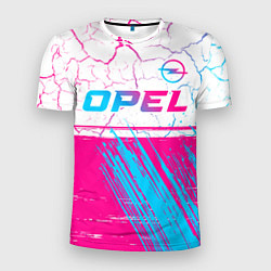 Мужская спорт-футболка Opel neon gradient style: символ сверху