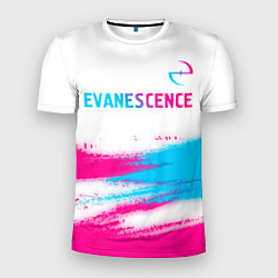 Мужская спорт-футболка Evanescence neon gradient style: символ сверху