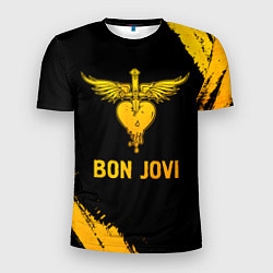 Мужская спорт-футболка Bon Jovi - gold gradient