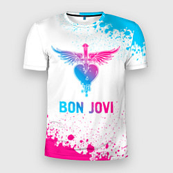 Мужская спорт-футболка Bon Jovi neon gradient style