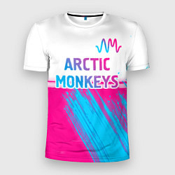 Мужская спорт-футболка Arctic Monkeys neon gradient style: символ сверху