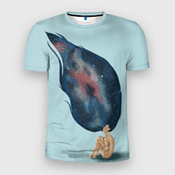 Мужская спорт-футболка Девушка космос в волосах