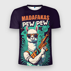 Мужская спорт-футболка Pew Pew Madafakas - лама с пистолетами
