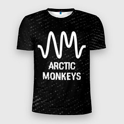 Мужская спорт-футболка Arctic Monkeys glitch на темном фоне