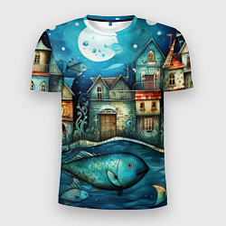 Мужская спорт-футболка Сказочные рыбовы в стиле фолк-арт»