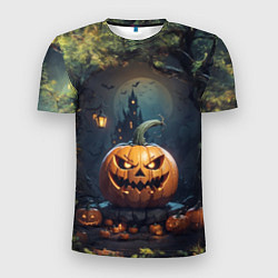 Мужская спорт-футболка Праздничная хэллоуинская тыква