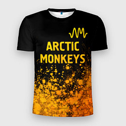 Футболка спортивная мужская Arctic Monkeys - gold gradient: символ сверху, цвет: 3D-принт