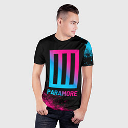 Футболка спортивная мужская Paramore - neon gradient, цвет: 3D-принт — фото 2