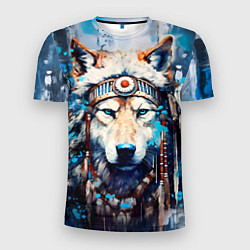 Мужская спорт-футболка Волк индеец