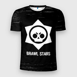 Мужская спорт-футболка Brawl Stars glitch на темном фоне