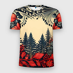Мужская спорт-футболка Новогодний лес