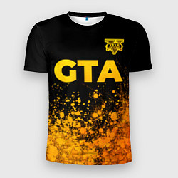 Мужская спорт-футболка GTA - gold gradient посередине