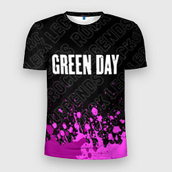 Мужская спорт-футболка Green Day rock legends посередине