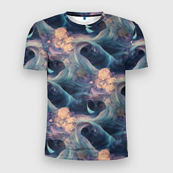 Футболка спортивная мужская Волнообразная фрактальная абстракция, цвет: 3D-принт
