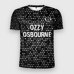 Мужская спорт-футболка Ozzy Osbourne glitch на темном фоне посередине