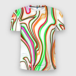 Мужская спорт-футболка Разноцветные волнистые линии абстракция