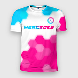 Мужская спорт-футболка Mercedes neon gradient style посередине