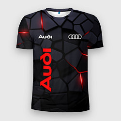 Футболка спортивная мужская Audi черные плиты с эффектом свечения, цвет: 3D-принт