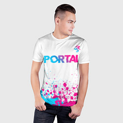 Футболка спортивная мужская Portal neon gradient style посередине, цвет: 3D-принт — фото 2