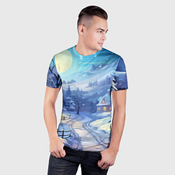 Футболка спортивная мужская Зимняя новогодняя деревня, цвет: 3D-принт — фото 2