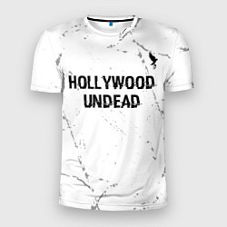 Мужская спорт-футболка Hollywood Undead glitch на светлом фоне посередине