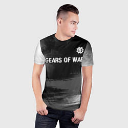 Футболка спортивная мужская Gears of War glitch на темном фоне посередине, цвет: 3D-принт — фото 2