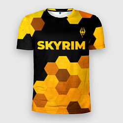 Мужская спорт-футболка Skyrim - gold gradient посередине