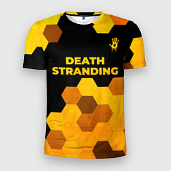 Мужская спорт-футболка Death Stranding - gold gradient посередине